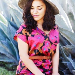 Red Floral Silky Dress